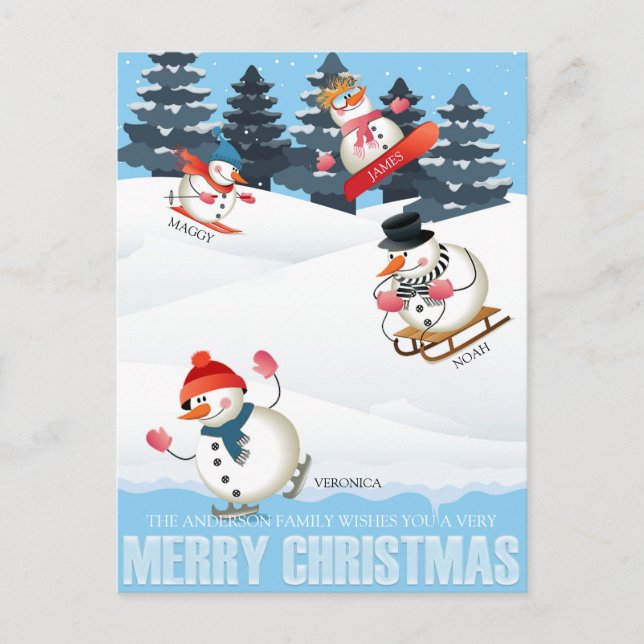 Wintersport Snowmen Illustration Weihnachten (Vorderseite)