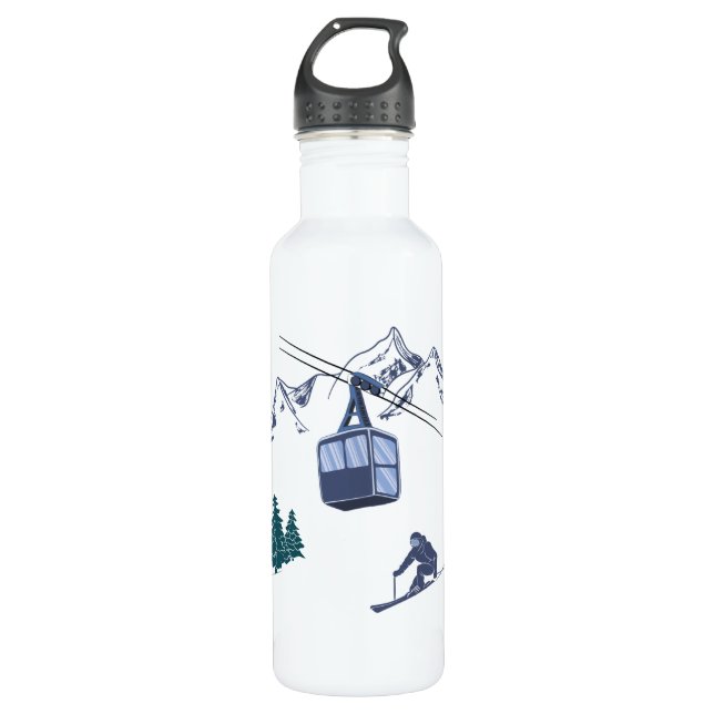 Wintersportarten in der Skizze Edelstahlflasche (Vorderseite)