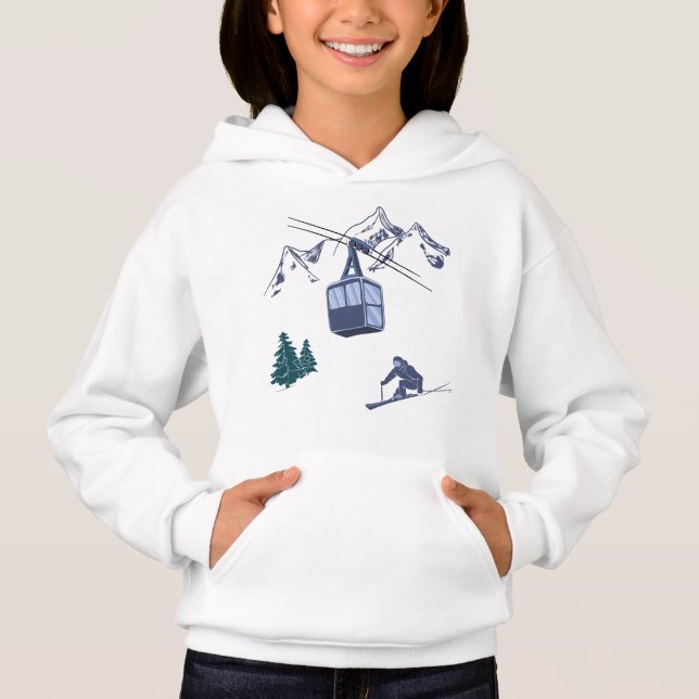 Wintersportarten in der Skizze Hoodie (Vorderseite)
