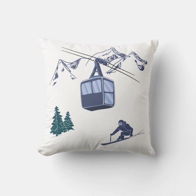 Wintersportarten in der Skizze Kissen (Vorderseite)