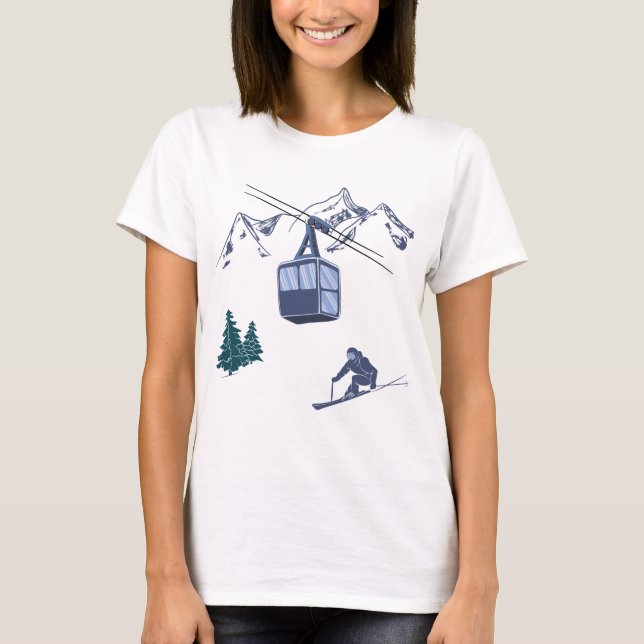 Wintersportarten in der Skizze T-Shirt (Vorderseite)