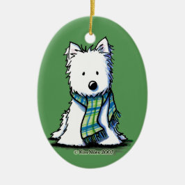 Wintersportarten Scarf Westie Keramik Ornament