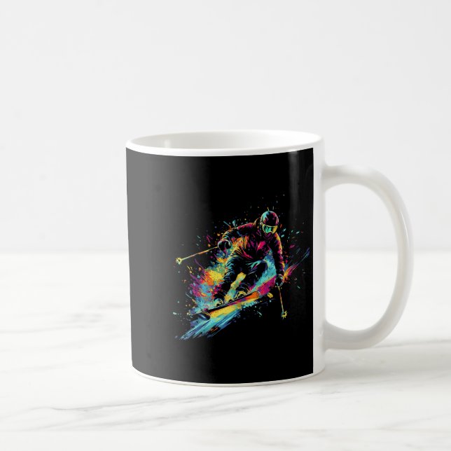 Wintersports Alpine Paint Splash Skier Snow Ski Bo Kaffeetasse (Rechts)