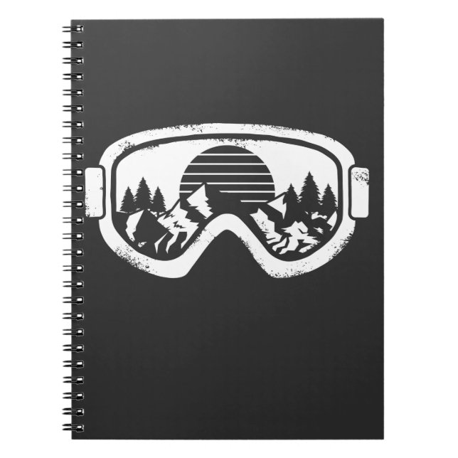 Wintersportski Schneebrett Landschaftsgogge Notizblock (Vorderseite)