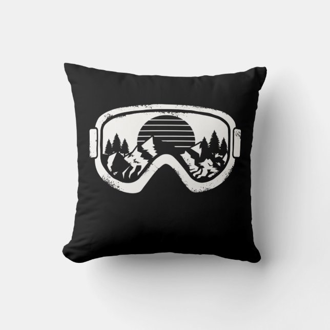 Wintersportskigebiet Schneebrett Landschaftsgogge Kissen (Vorderseite)