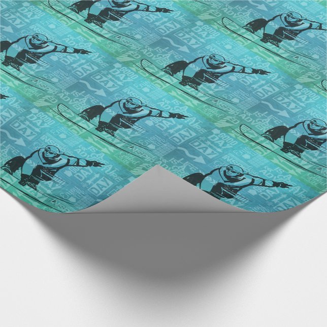 Wintersportthema Snowboarden Grün und Blau Geschenkpapier (Ecke)