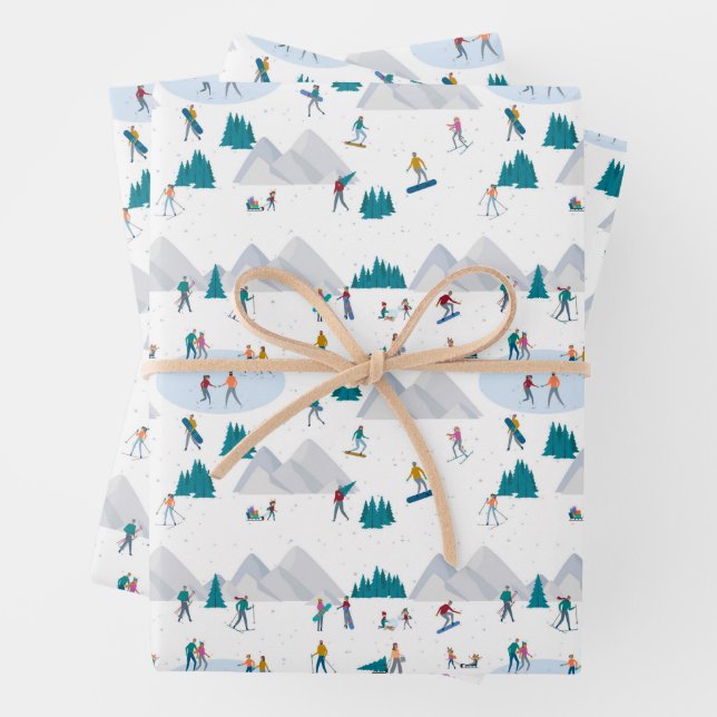 Wintersporturlaub Fun Muster Geschenkpapier Set (Beispiel)