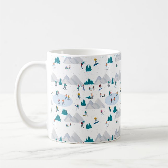 Wintersporturlaub Fun Muster Kaffeetasse (Links)