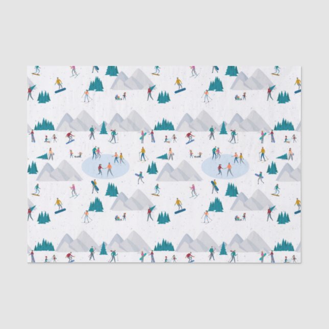 Wintersporturlaub Fun Muster Seidenpapier (Vorderseite)