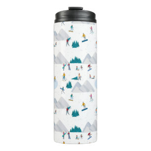 Wintersporturlaub Fun Muster Thermosbecher