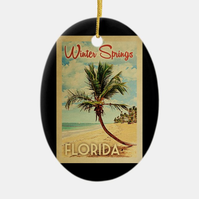 Wintersprings Palm Tree Vintage Reise Keramik Ornament (Vorne)