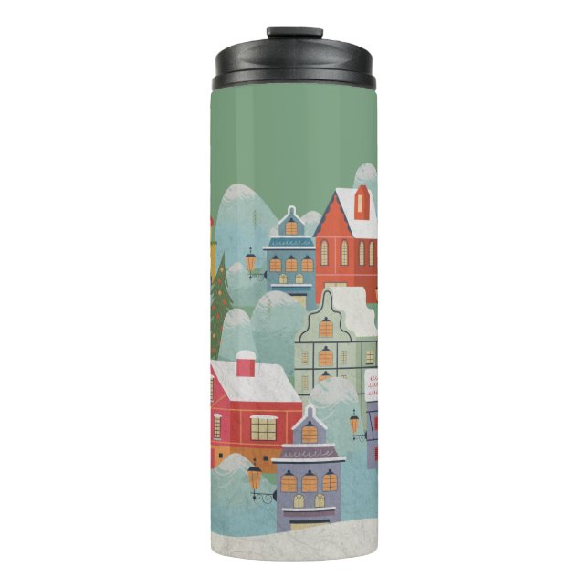 Winterstadt Weihnachten Thermosbecher (Vorderseite)