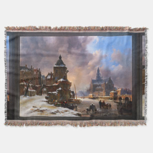 Winterstadtbild mit Frost River Classic Art Decke
