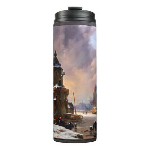 Winterstadtbild mit Frost River Classic Art Thermosbecher