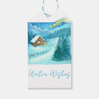 Winterstern über einer stillen Hütte Weihnachten Geschenkanhänger