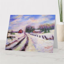 Winterstraße Origne Landschaft Art Grußkarte