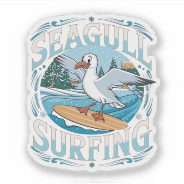 Wintersurfer Seagull, Seagull Surfen, Seagull T Aufkleber (Vorderseite)