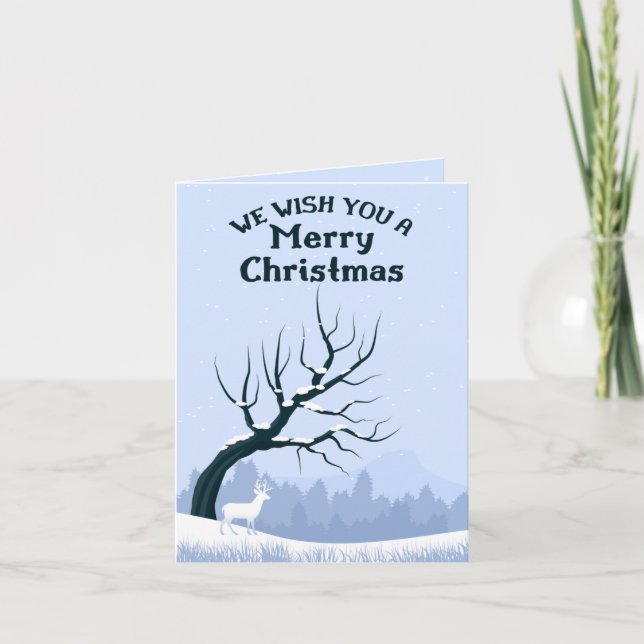 Winterszene Frohe Weihnachten Karte (Vorderseite)