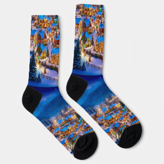 Winterszene Frohe Weihnachtssocken Socken