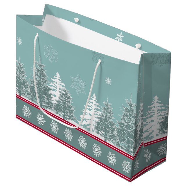 Winterszene Große Geschenktüte (Vorderseite Schrägansicht)