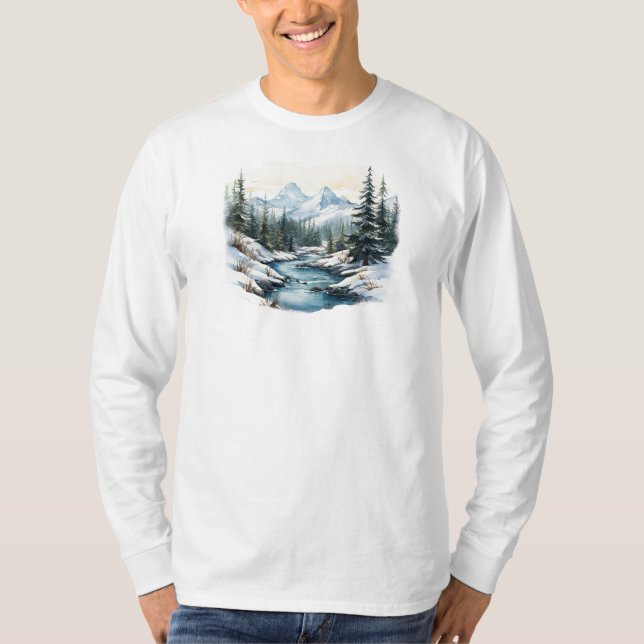 Winterszene Langschläfer T - Shirt (Vorderseite)