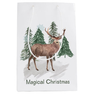 Winterszene mit Kiefern und Weihnachten im Dez Mittlere Geschenktüte