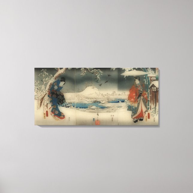 Winterszene - Vintage japanische Kunst Leinwanddruck (Vorderseite)