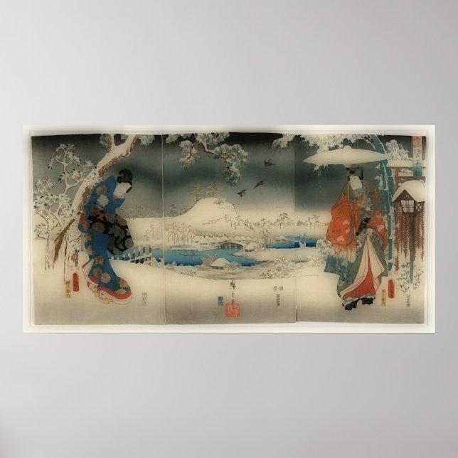 Winterszene - Vintage japanische Kunst Poster (Vorne)