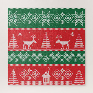 Winterszene: Vintages nahtloses Muster