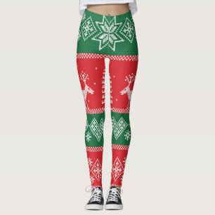 Winterszene: Vintages nahtloses Muster Leggings