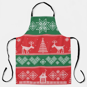 Winterszene: Vintages nahtloses Muster Schürze