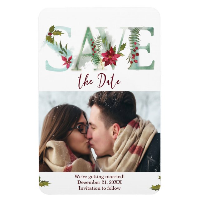 Wintertaufe Save the Date Foto Magnet (Vertikal)