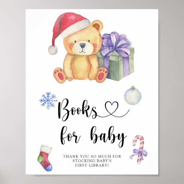 Winterteddybär , Bücher für Babyposter Poster (Vorne)
