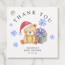 Winterteddybär mit Weihnachtsgeschenk - vielen Dan Geschenkanhänger