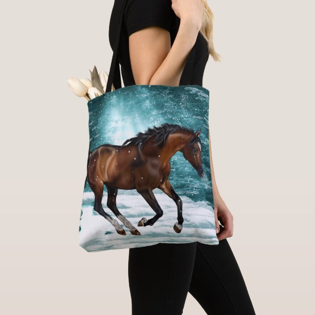 Winterthema Galloping Arabian Pferd Tasche (Von Nahem)