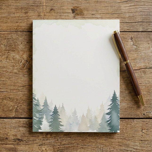 Winterthematische grüne Kiefernbäume schlicht Noti Notizblock (Winter themed green pine trees plain notepad)