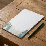 Winterthematische grüne Pinienbäume mit Notizblock<br><div class="desc">Dieser Winter-Themenpark mit grünen Pinienbäumen umsäumt Notizblock bietet eine schöne Aquarellwaldszene mit schneebedeckten Evergreens in sanften grünen und blauen Farbtönen. Die elegante, winterliche Grenze schafft eine ruhige Atmosphäre, ideal für das Schreiben von Briefen, Notizen oder für die Erstellung von Listen während der Ferienzeit. Seine ausgekleideten Seiten und das beruhigende Design...</div>
