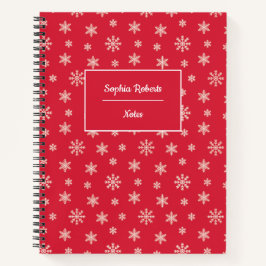 Winterthematische Schneeflocken Moderne rote Muste Notizbuch