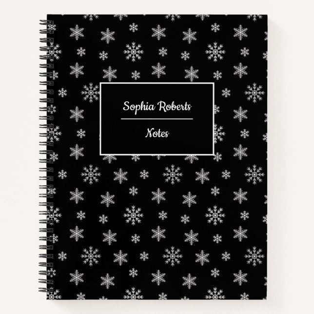 Winterthematische Schneeflocken Modernes Muster sc Notizbuch (Vorderseite)