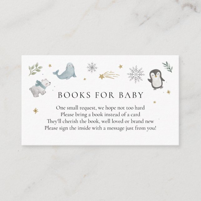 Wintertierbücher für Babysteckkarte Begleitkarte (Vorderseite)