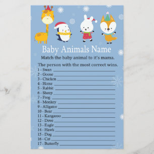 Wintertiere Baby Tiere Name Spiel Baby Dusche