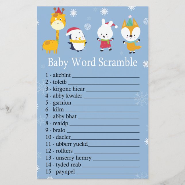 Wintertiere Baby Wortspiel (Vorderseite)