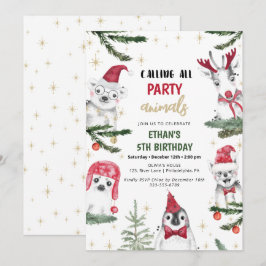 Wintertiere Geburtstag Weihnachtsfest Funny Einladung