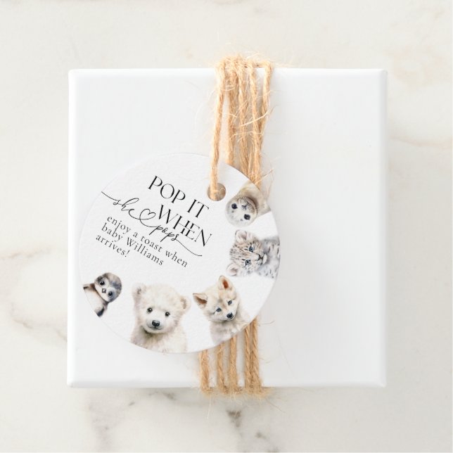 Wintertiere Geschlechtsneutrale Pop Babydusche Geschenkanhänger (Beispiel)