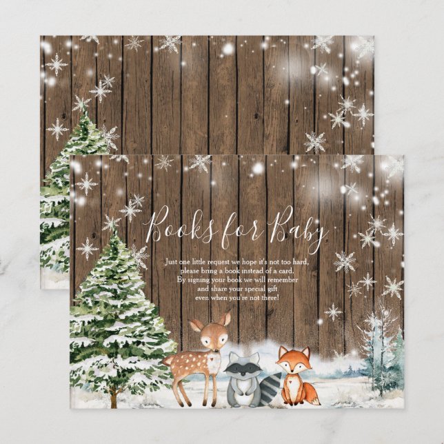 Wintertiere Holzschneeflocken Bücher für Baby Postkarte (Vorne/Hinten)