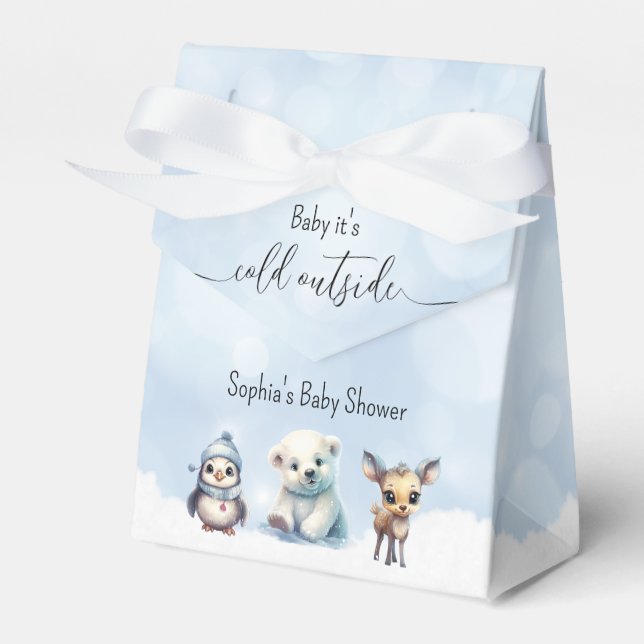 Wintertiere kalt draußen Babydusche Geschenkschachtel (Vorderseite)