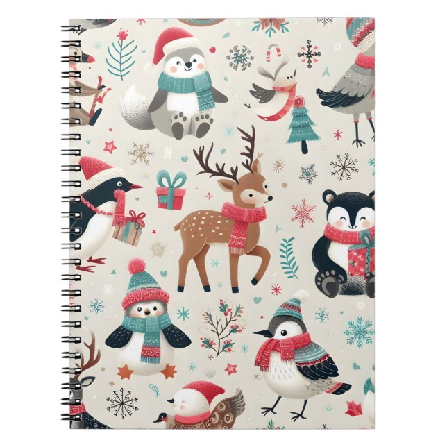 Wintertiere Nahtlose Muster-Notebook Notizblock (Vorderseite)