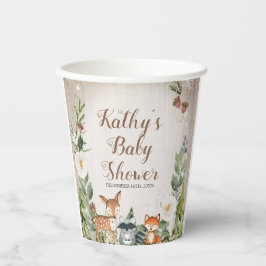 Wintertiere Woodland White Floral Baby Dusche Pappbecher