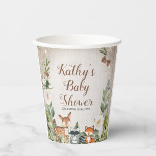 Wintertiere Woodland White Floral Baby Dusche Pappbecher
