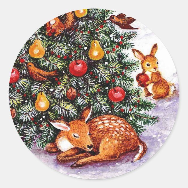 Wintertierfest Runder Aufkleber (Vorderseite)
